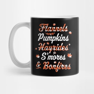 Flannels Pumpkins Hayrides Smores Bonfires Fall Thanksgiving Mug